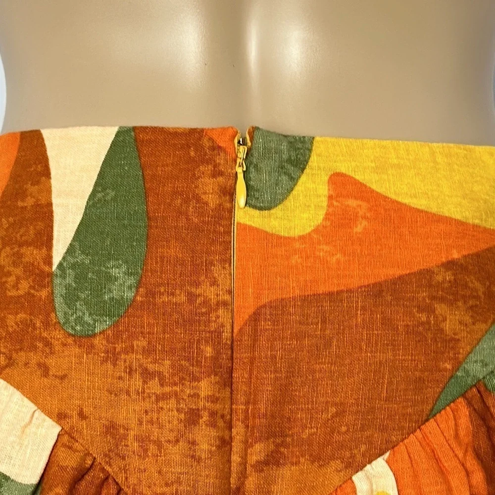 Fe Noel Women's Mixed Paint Print Mini Skirt Orange/Brown/Peach - Picture 3 of 4